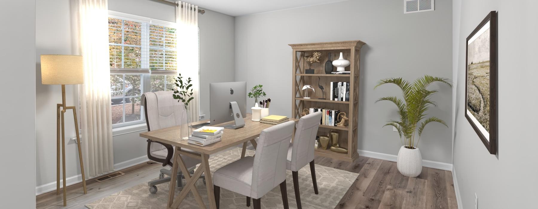 a dining room with a table and chairs